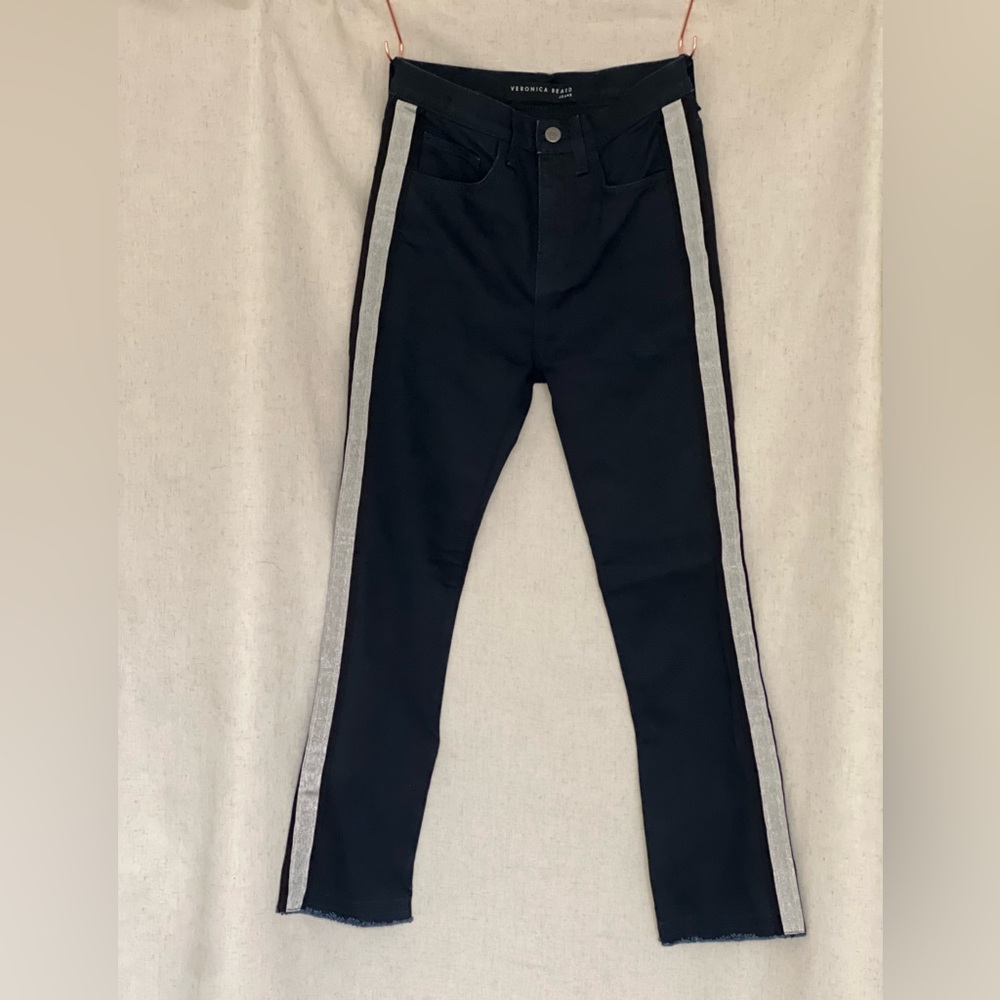 Indigo Women's Ankle & Cropped Jeans - Black with Silver Stripes